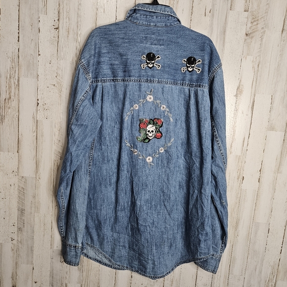 Levi's Signature Denim Chambray Long Sleeve Upcycled Shirt Button Front Unisex - Picture 13 of 13